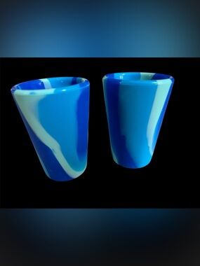 Pair of Silicone Blue Swirl Shot Glasses